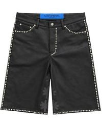 LOSTSHDWS - Embellished Sun Logo Faux-Leather Shorts - Lyst