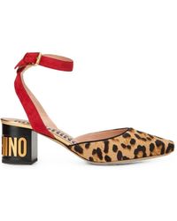 Moschino - Leopard-Print Logo-Plaque Pumps - Lyst