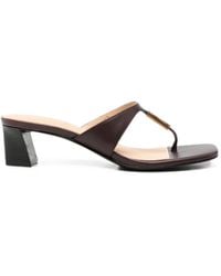 Guess - Logo-Plaque Thong-Strap Heeled Sandals - Lyst