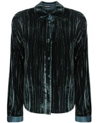 Emporio Armani - Plissé-Effect Velvet Shirt - Lyst