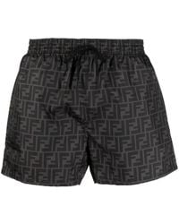 Fendi - Ff-Logo Print Swim Shorts - Lyst