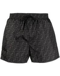 Fendi - Ff-Logo Print Swim Shorts - Lyst