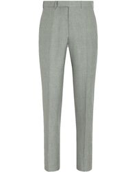 Zegna - Crossover Wool-linen-silk Checked Trousers - Lyst