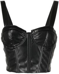 Alice + Olivia - Jeanna Bustier Faux-leather Cropped Top - Lyst