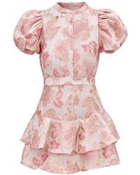 Alice + Olivia - Floral-Jacquard Ruffled Mini Dress - Lyst