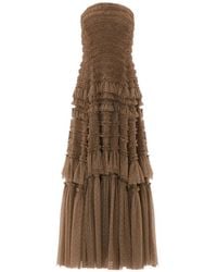 Needle & Thread - Valentine Ruffle Strapless Maxi Dress - Lyst