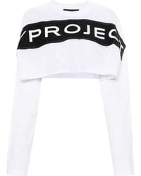 Tシャツ・カットソー Y/PROJECT Logo crop t-shirt White/Black 204TS013 Y/Project Logo Crop T-shirt | italist
