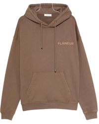 flâneur - Logo-Embroidered Hoodie - Lyst