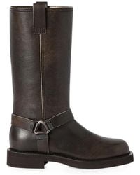Brunello Cucinelli - Leather Biker Boots With Shiny Loops - Lyst