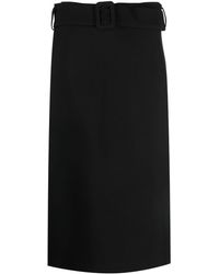 P.A.R.O.S.H. - Belted Straight Midi Skirt - Lyst