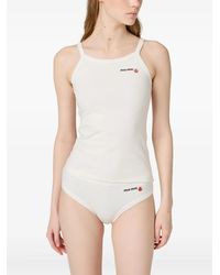 Miu Miu Logo Tank Top in White | Lyst