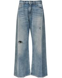 MM6 by Maison Margiela - Wide Leg Jeans With Distressed Effect - Lyst