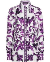 Dolce & Gabbana - Majolica-Print Silk Twill Shirt - Lyst