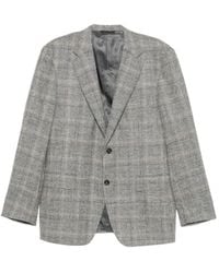 Canali - Check-Pattern Single-Breasted Blazer - Lyst