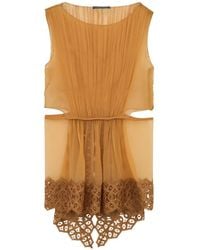 Alberta Ferretti - Lace-Hem Pleated Blouse - Lyst