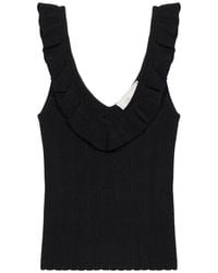 Blumarine - Ruffled V-Neck Tank Top - Lyst