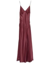 Alberta Ferretti - Side-Slit V-Neck Maxi Dress - Lyst