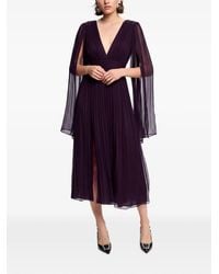 Framboise - V-Neck Pleated Silk Midi Dress - Lyst