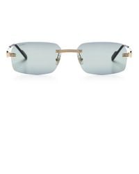 Cartier - Logo-Plaque Rectangle-Frame Sunglasses - Lyst