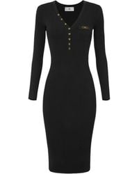 Elisabetta Franchi - Geripptes Midikleid mit Knöpfen - Lyst