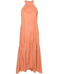Twin Set - Halterneck Cotton Maxi Dress - Lyst