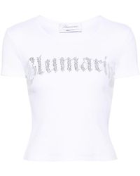 Blumarine - T-shirt Verfraaid Met Stras - Lyst
