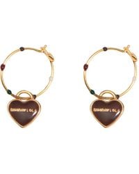 Bimba Y Lola - Medium Hoop Earrings With Enamel Heart And Logo - Lyst