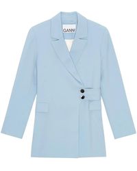 Ganni - Twill Belted Blazer - Lyst