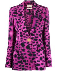 Roberto Cavalli - Animal-print Single-breasted Blazer - Lyst