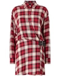 Pinko - Check Buckle-Detail Shirt Dress - Lyst