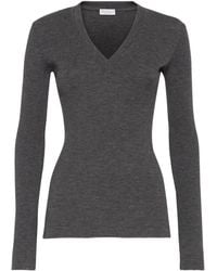 Brunello Cucinelli - Ribbed V-Neck Sweater - Lyst