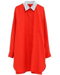 Loewe - Vestido Camisero Corto Con Cuello A Rayas - Lyst