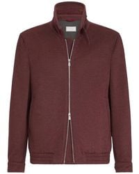 Brunello Cucinelli - Virgin Wool Beaver Cloth Bomber Jacket With Zipper - Lyst