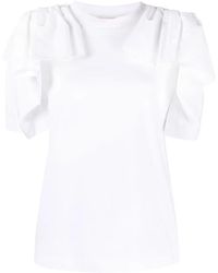 McQueen - Draped Cotton T-Shirt - Lyst