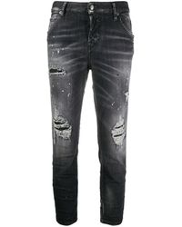 DSquared² Jeans crop con dettagli strappati - Nero