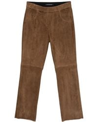 Luisa Cerano - Straight-Leg Suede Trousers - Lyst