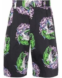 MSGM - Graphic-Print Straight-Leg Shorts - Lyst