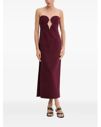 Bardot Kai Strapless Faux Leather Midi Dress in Brown | Lyst