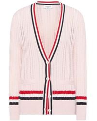 Thom Browne - Rwb Stripe Baby Ladder Cable Elongated Cardigan - Lyst