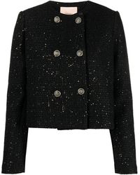 Twin Set - Double-Breasted Paillette Cropped Jacket - Lyst