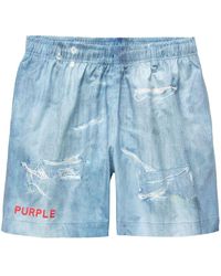 Purple Brand - Distressed-effect Washed Denim Shorts - Lyst