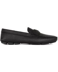 Prada - Triangle-Logo Leather Loafers - Lyst