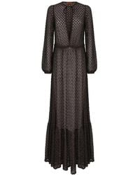 Missoni - Tie-Neck Long-Sleeved Maxi Beach Dress - Lyst