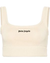 Palm Angels - Weißes gestricktes ärmelloses logo-top - Lyst