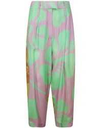 Jejia - Floral-print Tapered Silk Trousers - Lyst