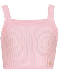 Balmain - Ribbed Square-Neck Top - Lyst