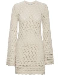 FRAME - Crochet Organic Cotton-silk Shift Dress - Lyst