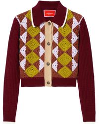La DoubleJ - Crochet-Panel Button-Fastening Cardigan - Lyst