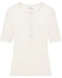 Courreges - Ribbed-Knit Vinyl-Collar T-Shirt - Lyst
