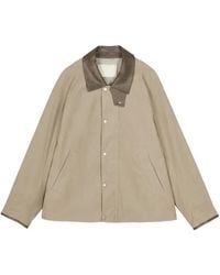 CROQUIS - Leather-Collar Raglan-Sleeve Shirt Jacket - Lyst